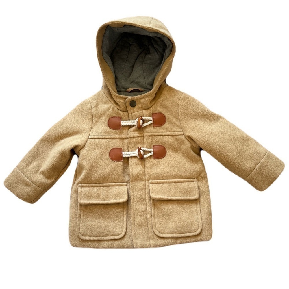 Cat & Jack Tan Hooded Toggle Pea Coat